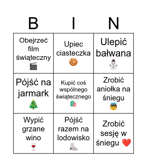 ŚWIĄTECZNE BINGO ❤️❤️ Bingo Card