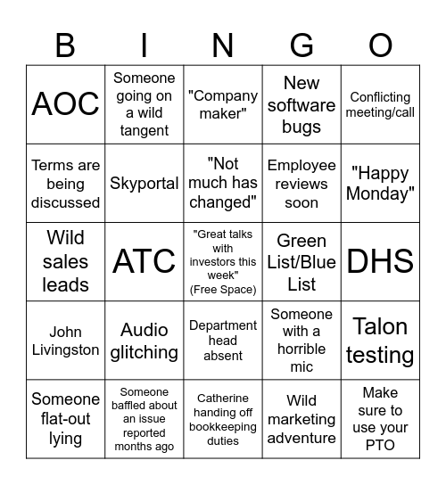 Skyfish Priorities Meeting Bingo Card