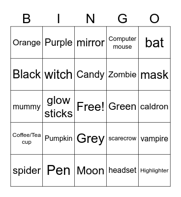 Scavenger Bingo Card