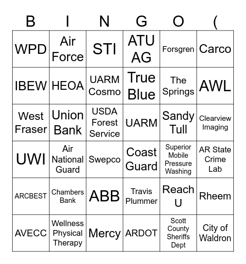 Bulldog Futures Day Career Expo Bingo Card