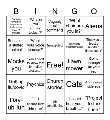 Bingo- Dr. Teddy Edition Bingo Card