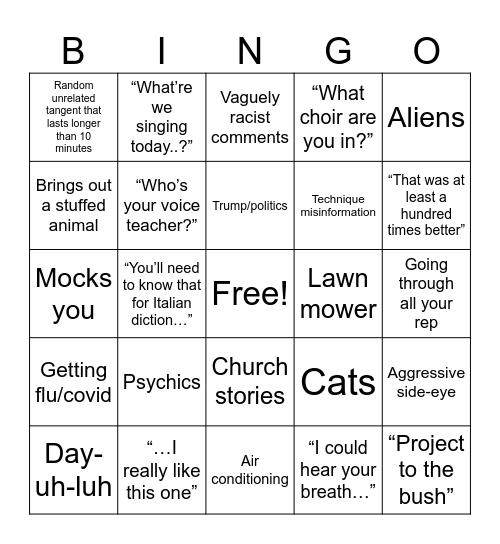 Bingo- Dr. Teddy Edition Bingo Card