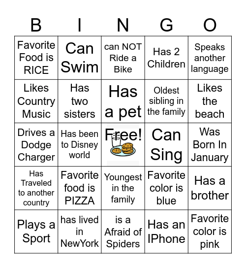 Milk & Cookies Resiliency Workshop Bingo Card