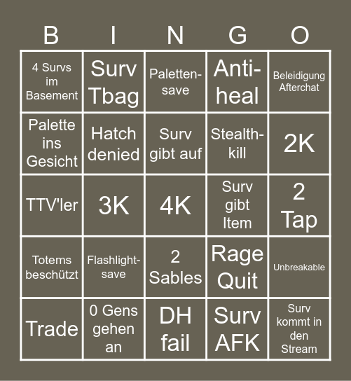 Killer Bingo Card