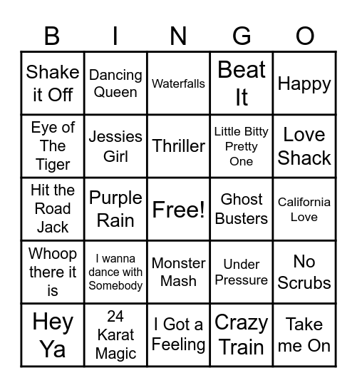 BINGO MUSIC Bingo Card