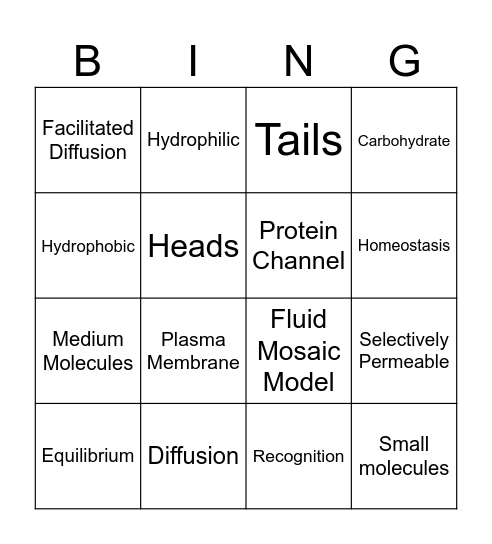 Cell Membrane BINGO Card