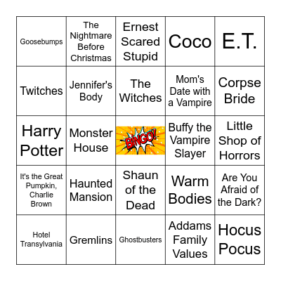 Not-So-Scary Movies Bingo Card