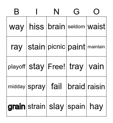 ai - ay Bingo Card