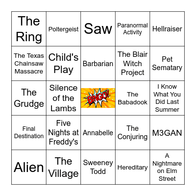 Favorite Scares Bingo Card