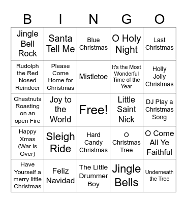 Christmas Music BINGO Card