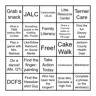 Rebound Open House Bingo Card