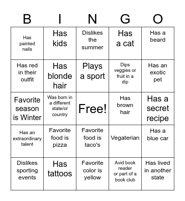Get to know your coworkers Bingo Card
