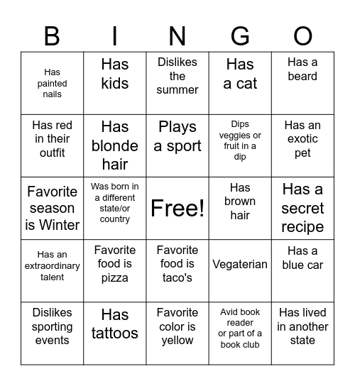 Get to know your coworkers Bingo Card