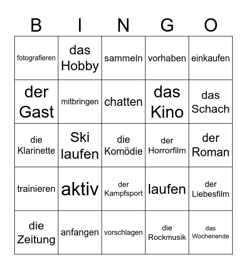 DSA 2-L1A Vokabelliste Bingo Card