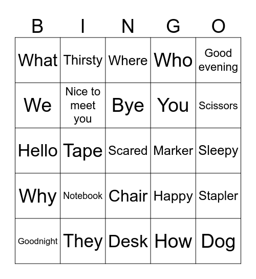 Test Review Bingo Card