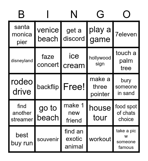 ☀️LOST IN CALI🌴 Bingo Card