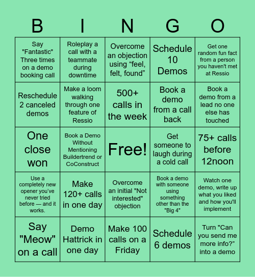 Ressio BDR Bingo Card