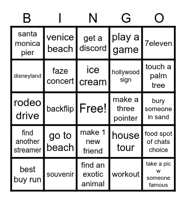 ☀️LOST IN CALI🌴 Bingo Card