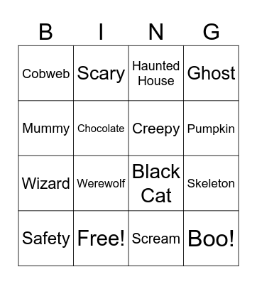 Halloween Bingo! Bingo Card