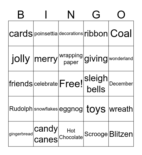 Holiday Bingo Card