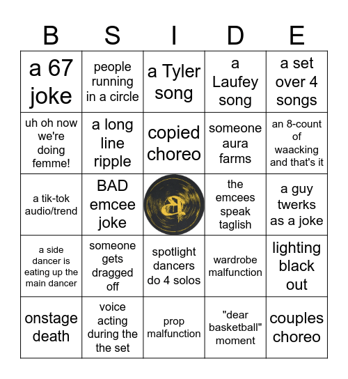 Official B-Side Bingo Bard! Bingo Card