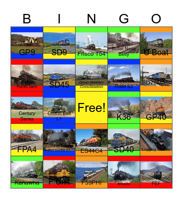 Railway Lines in the South, the Great Lakes, the Midwest, the Rocky Mountains and the Pacific Northwest Bingo Card