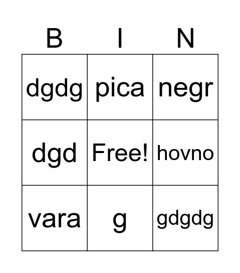 Chata Bingo Card