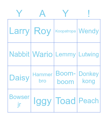 Mario Bingo Card