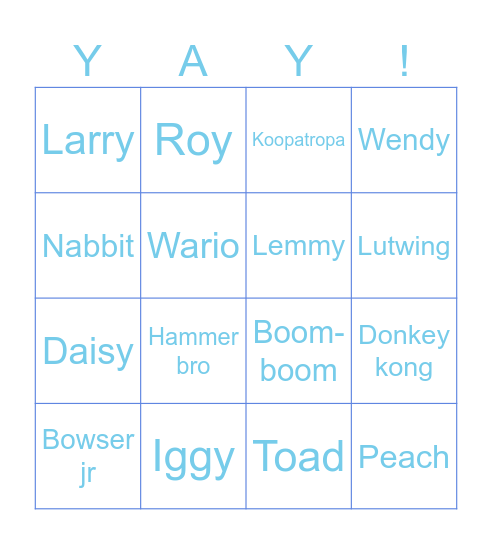 Mario Bingo Card