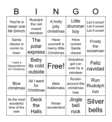 Christmas song bingo! Bingo Card