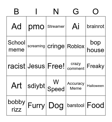 Tiktok Bingo Card