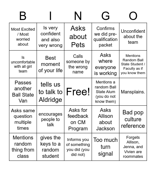 Sherif Bingo Card
