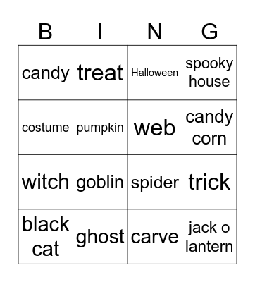 Halloween Bingo Card