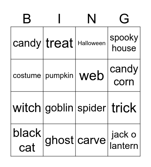 Halloween Bingo Card