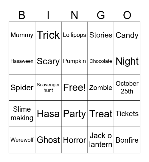 Hasa Hype Week Bingo Card