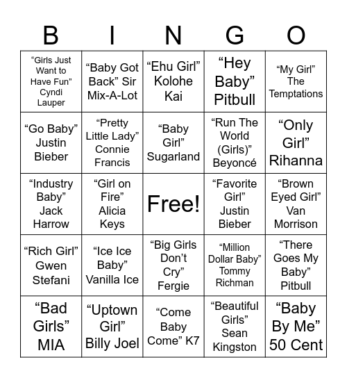 Baby Bump Bingo Card