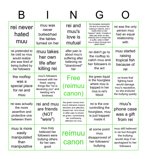 bingo of proven smart takes laura had about reimuu (not muurei) before t3 Bingo Card