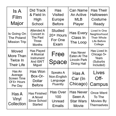 Find Someone Who... Bingo Card