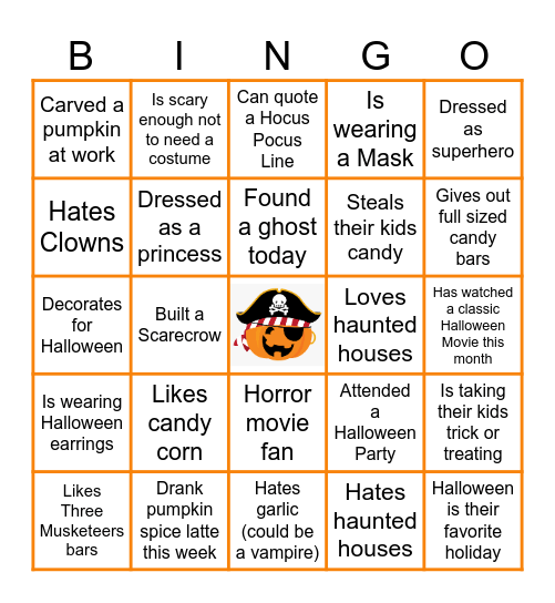 Halloween Team Building Bingo Card