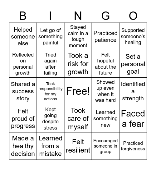 SESSION #9: RESILIENCE & GROWTH Bingo Card