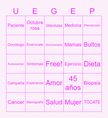 BINGO ROSA Bingo Card