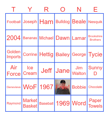 Ty's Trivia Bingo Memorial Game Bingo Card