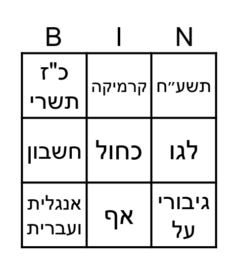 יומולדת שמח זאב! Bingo Card