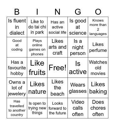 Ice Breaker Bingo Card