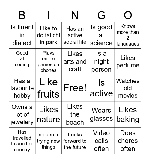 Ice Breaker Bingo Card