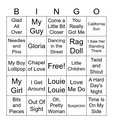 1964 Billboard Bingo Card