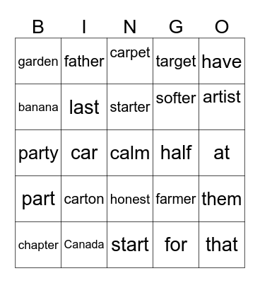 Bingo! Bingo Card