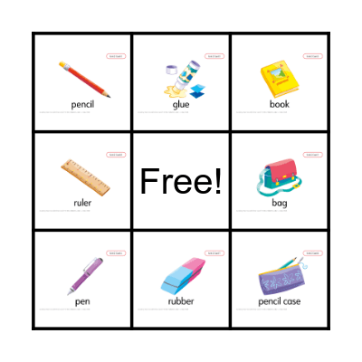 SCHOOL SUPPLIES Bingo Card