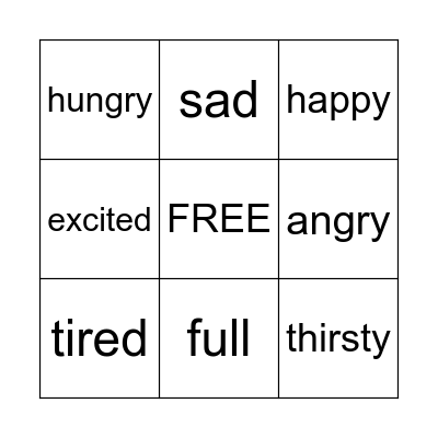feelings Bingo Card