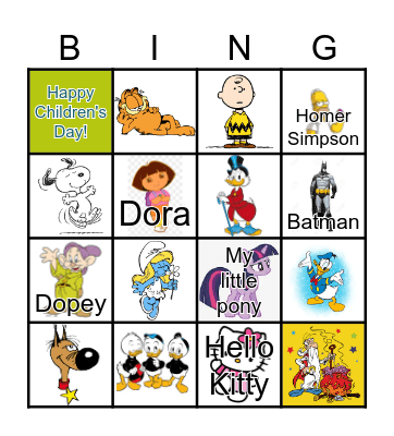 Cartoon Bingo Card